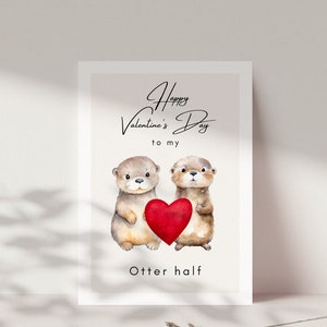 Valentinstag Geschenk, Ich liebe dich Geschenk, Ich liebe dich Karte, Geschenk für Paare, Valentinstagskarte, I Love you, Otter half A6 Card