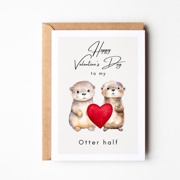 Otter Valentinstags Karte | Otter Liebeskarte mit Spruch | Otter Geschenk | Geschenk für Partner Valentinstagskarte | Ich liebe dich Karte