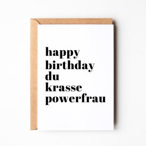 Lustige Geburtstagskarte für beste Freundin "Happy Birthday du krasse Powerfrau", Happy Birthday Karte für Frauen