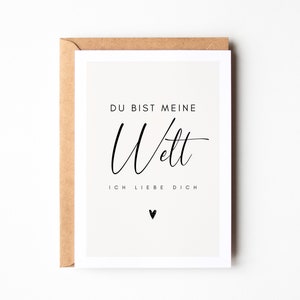 Liebes-Postkarte "Du bist meine Welt, ich liebe dich", Geschenk für Partner, Geschenk für den Lieblingsmenschen | inkl. Kuvert nach Wunsch