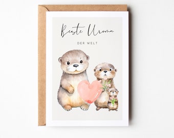 Schattig overgrootmoeder Otter Card beste overgrootmoeder ter wereld, overgrootmoeder cadeau, je wordt een overgrootmoeder, overgrootmoeder verjaardag, overgrootmoeder wenskaart, overgrootmoeder verjaardagscadeau