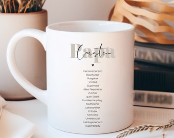 Mok met gepersonaliseerde naam als cadeau voor papa, Vaderdag, Verjaardag papa, Verjaardag papa, Cadeau voor papa, Cadeau voor papa, Mok voor papa