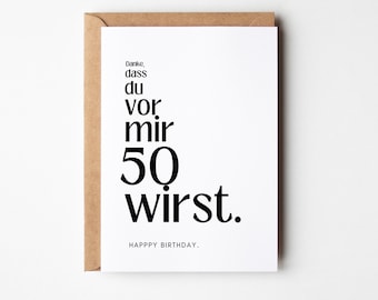 50th birthday postcard, funny birthday card for the 50th birthday, 50th birthday woman and man, greeting card for the 50th, birthday gift 50
