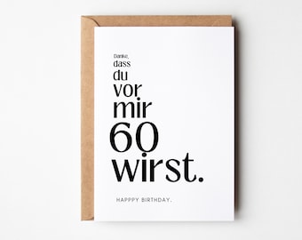 60th birthday postcard, funny birthday card for the 60th birthday, 60th birthday woman and man, greeting card for the 60th, birthday gift 60