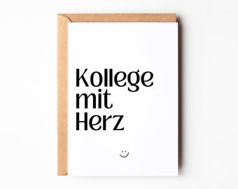 Cadeau voor collega "Collega met hart", verjaardagscadeau collega, afscheidscadeau collega, collega pensioen | Postkaart A6