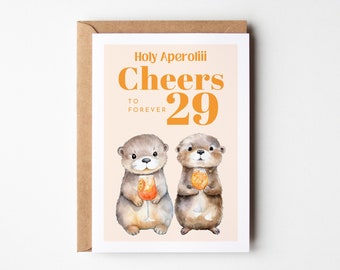 Carte d'anniversaire drôle Holy Aperoli Forever 29, carte de voeux d'anniversaire, cadeau d'anniversaire, carte d'anniversaire, carte de joyeux anniversaire