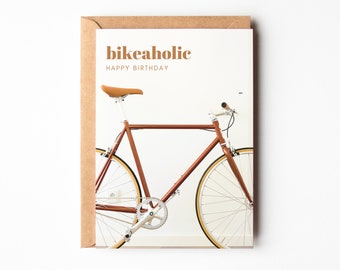 Cadeau pour les cyclistes | Cadeau pour les cyclistes | Carte d'anniversaire pour les cyclistes | Vélo de route, vélo, vélo gravel | Bikerholique