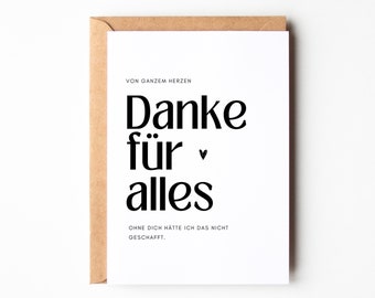 Danke sagen, Postkarte "Danke für alles", Danke-Karte, Geschenk Danke sagen und Wertschätzung ausdrücken, Geschenk beste Freundin