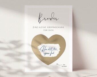 Regalo para hermano | Tarjetas rasca y gana para que tu hermano escriba | Cupón personalizado para hermano | Idea de regalo para hermanos