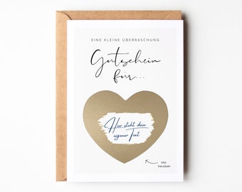 Cupón personalizado | Tarjetas rasca y gana para escribir por tu cuenta | Tarjeta de cupón | Idea de regalo de cumpleaños | Tarjeta rasca y gana