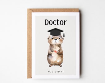 Doctor afstudeercadeau, doctoraat, dokterscadeau, promotie, dokterskaart, doctoraatsscriptie afstuderen wenskaart