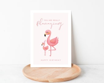 Flamingo Geburtstagskarte "you are really flamazing", Geburtstagsgeschenk, Geburtstagsgeschenk für Frauen, Happy Birthday Postkarte