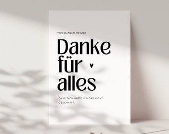 Danke sagen, Postkarte "Danke für alles", Danke-Karte, Geschenk Danke sagen und Wertschätzung ausdrücken, Geschenk beste Freundin