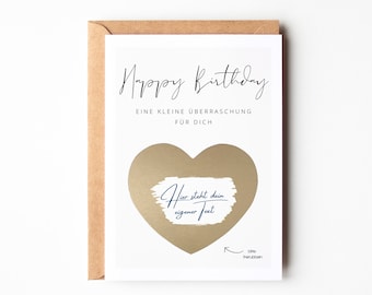 Tarjeta rasca y gana personalizada | Tarjeta de cumpleaños | Tarjeta sorpresa personalizada | Cupón personalizado
