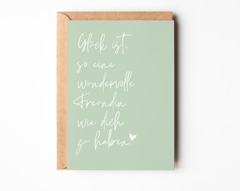 Postkaart BESTE VRIEND inclusief envelop naar wens, cadeau voor beste vriend, DINA6 kaart "Geluk is het hebben van een vriend zoals jij"