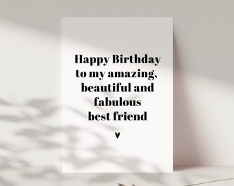Geburtstagskarte für die beste Freundin, Beste Freundin Geschenk,  Happy Birthday beste Freundin, Geburtstagsgeschenk beste Frauen