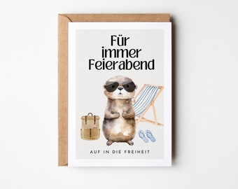 Cool retirement card for colleagues, farewell gift pension, retirement gift | Forever after work, retirement colleague - cute otter postcard