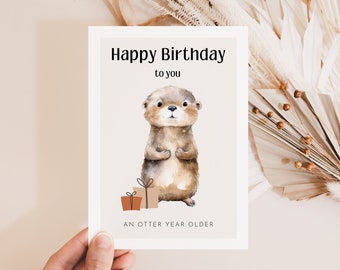 Carte d'anniversaire loutre DINA6, Carte loutre pour anniversaire enfant, Carte joyeux anniversaire loutre, Carte anniversaire petite amie, Cadeau anniversaire