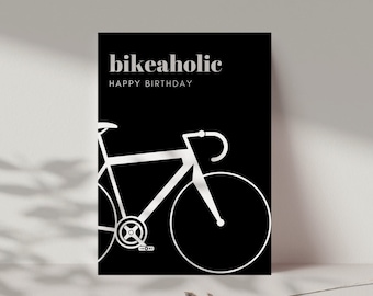 Geschenk für Fahrradfahrer | Geschenk für Radfahrer | Geburtstagskarte für Fahrradfahrer | Rennrad, Fahrrad, Gravel Bike | Bikerholic