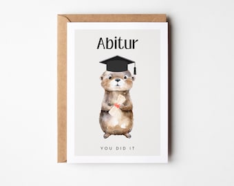 Abitur gift cute otter card, Abitur passed, Abitur graduation, Abitur congratulations card, Abitur 2025 - postcard DINA6 - loulala®