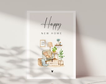 Tarjeta de inauguración de casa para mudanza | Feliz nuevo hogar | Tarjeta de inauguración de casa | Tarjeta de mudanza