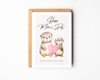 Sweet Mother's Day Gift Otter Card "Happy Mother's Day - Best Mom in the World", gift for Mother's Day, gift for Mom, mothers day gift