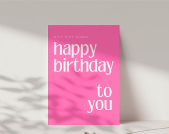 Pink birthday card for loved ones, Happy Birthday best friend, birthday gift for women, postcard DINA6
