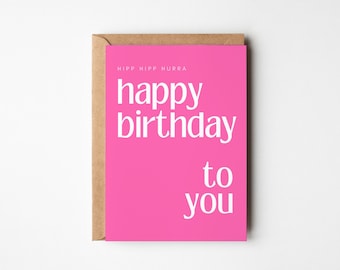 Tarjeta de cumpleaños rosa para personas cercanas a tu corazón, feliz cumpleaños mejor amiga, regalo de cumpleaños para mujer, postal DINA6