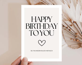 Birthday card, greeting card birthday, birthday card, funny birthday card, Happy Birthday, congratulations greeting card beige