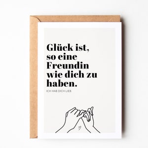 Postkarte BESTE FREUNDIN inkl. Kuvert nach Wunsch, Beste Freundin Geschenk, DINA6 Karte Glück ist so eine Freundin wie dich zu haben Bild 2