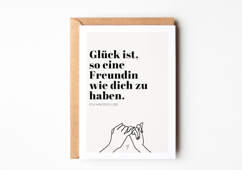 Postkarte BESTE FREUNDIN inkl. Kuvert nach Wunsch, Beste Freundin Geschenk, DINA6 Karte Glück ist so eine Freundin wie dich zu haben Bild 2