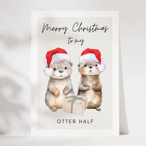 Süße Otter Weihnachtskarte, lustige Weihnachtskarte, Weihnachtsgeschenk Partner, Weihnachten Karte, Weihnachten Geschenk, A6 Postkarte