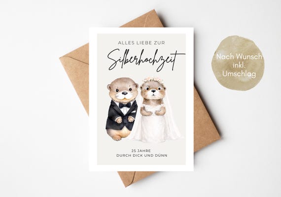 Silberhochzeit Karte Glückwunschkarte Silberne Hochzeit, Karte 25 Jahre Ehe, Geschenk zur Silberhochzeit, Hochzeitstag 25 Jahre