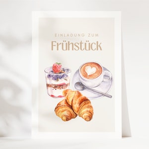 Invitation to breakfast, gift date time, time for two, voucher for a breakfast together postcard A6 image 3