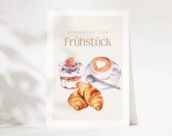 Einladung zum Frühstück, Geschenk Date Time verschenken, Zeit zu Zweit, Gutschein für ein gemeinsames Frühstück - Postkarte A6