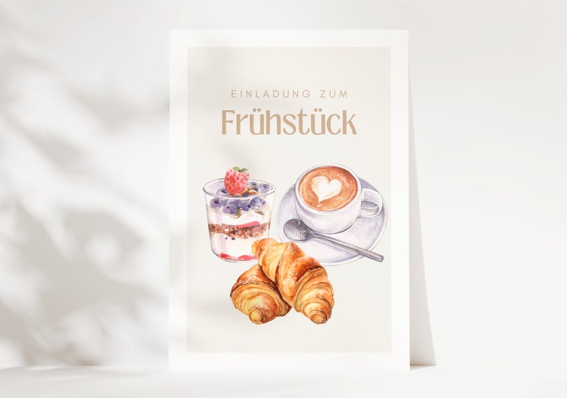 Invitation to breakfast, gift date time, time for two, voucher for a breakfast together postcard A6 image 3