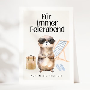 Cool retirement card for colleagues, farewell gift pension, retirement gift | Forever after work, retirement colleague - cute otter postcard