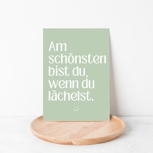 Liefdevolle ansichtkaart Je bent het mooist als je lacht, troostkaart, aanmoediging, aanmoediging, cadeau voor je favoriete persoon afbeelding 2