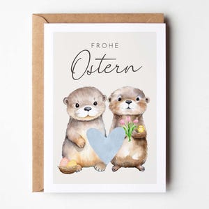 Süße Frohe Ostern Karte, Otter Osterkarte Happy Easter,Otter Geschenk, Oster Geschenk Mann, Ostergeschenk für Pärchen, Oster Grußkarte