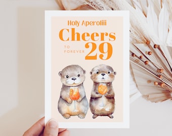 Carte d'anniversaire drôle Holy Aperoli Forever 29, carte de voeux d'anniversaire, cadeau d'anniversaire, carte d'anniversaire, carte de joyeux anniversaire