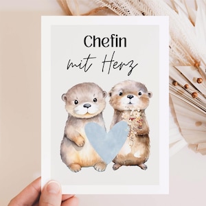 Cadeau pour le patron, carte pour le patron, cadeau pour l'anniversaire du patron, dire merci au patron, adieu au patron, cadeau de Noël du patron loutre