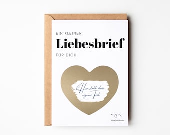 Valentinstag Geschenk Ich liebe dich, Rubbelkarten zum selber beschriften, Postkarte für die Liebe, Liebesbrief für dich