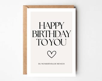 Birthday card, greeting card birthday, birthday card, funny birthday card, Happy Birthday, congratulations greeting card beige