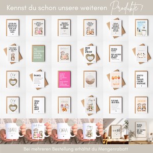 May include: A collection of greeting cards and mugs featuring cute otter illustrations. The cards have various messages, including "Zeit zu Zweit" (Time for Two), "Aperol", and "You're my favorite cardio workout". The mugs feature designs like "ORA" and "Happy New Year".
