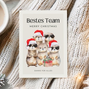 Weihnachtskarte Bestes Team mit Otter-Motiv, Kollegen Weihnachten, Weihnachtsgeschenk Kollegen, Mitarbeiter Geschenkkarte, Team danke sagen