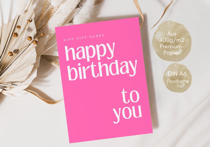 Geburtstagskarte pink für Herzensmenschen, Happy Birthday beste Freundin, Geburtstagsgeschenk für Frauen, Postkarte DINA6 Bild 3