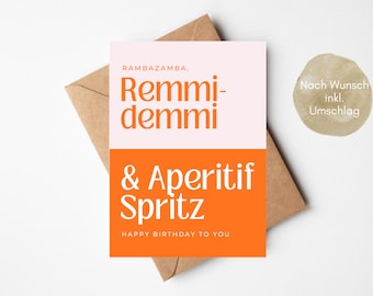 Funny birthday card, Happy Birthday card, birthday gift for women/girlfriends, saying about aperitifs and Spritz, funny birthday card