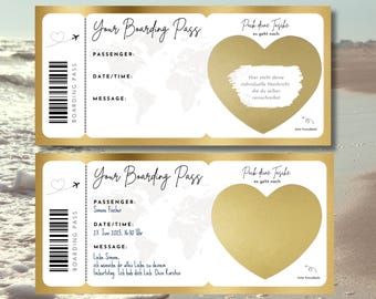 Travel voucher Personalized gift, boarding pass flight ticket, voucher travel, birthday card, travel gift voucher flight loulala®