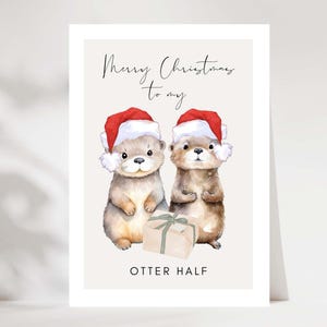 Cute otter Christmas card, funny Christmas card, Christmas gift partner, Christmas card, Christmas gift, A6 postcard