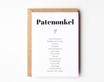 Gift for the godfather, greeting card godfather, gift godfather card DINA6 including natural envelope as desired